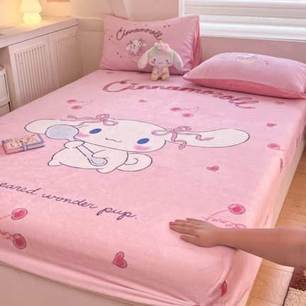 91家纺网 家纺一手货源 找家纺 （总）（买家秀爆款不断货）A类母婴级库洛米大阪卡通牛奶绒床笠珊瑚绒床笠雪花绒床笠牛奶绒床罩珊瑚绒床罩床垫套