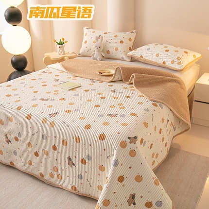 91家纺网 家纺一手货源 找家纺 （总）恒尚居 2025新款纯棉牛奶绒双拼床盖 双面两用夹棉床单床褥垫-冬款四季通用