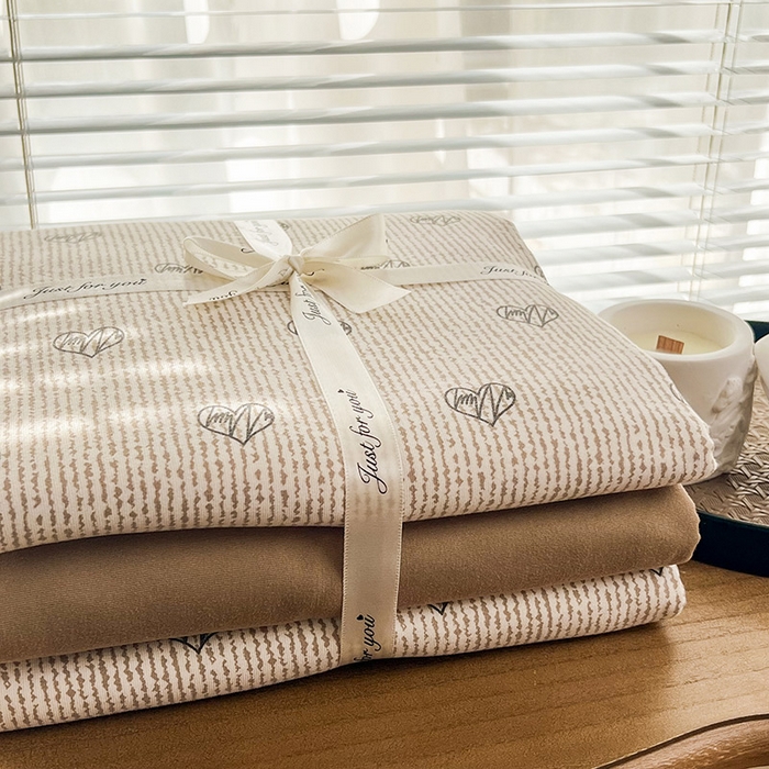 91家纺网 家纺一手货源 找家纺 暖芯优选 2025新款加厚针织棉双层纱四件套小碎花被套床单床笠款学生三件套新款直播热款-叠拍图-系列二 心情