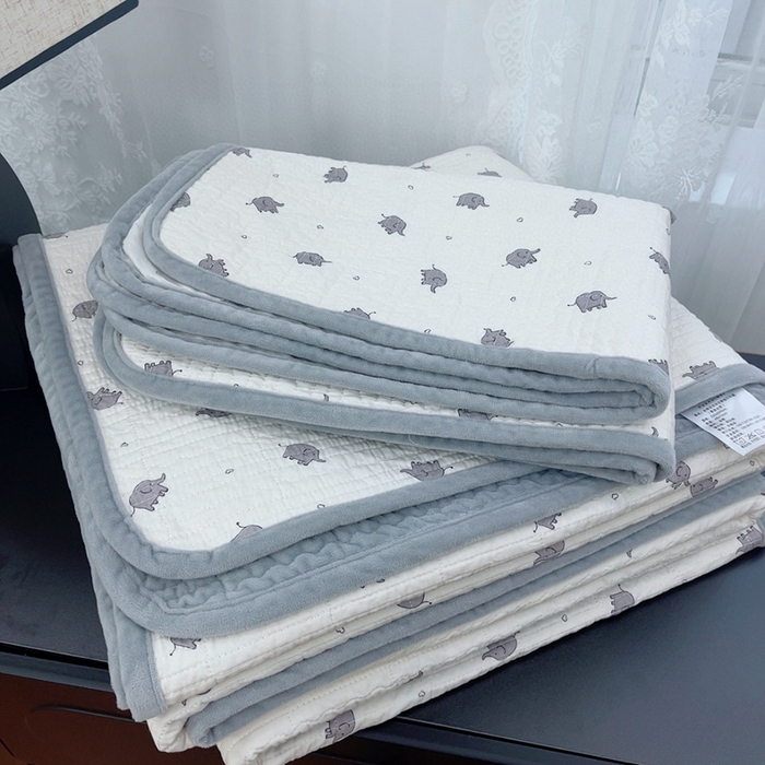 91家纺网 家纺一手货源 找家纺 暖居 2025新款砂洗棉加绒床盖三件套双面两用棉加绒-叠拍图 小象