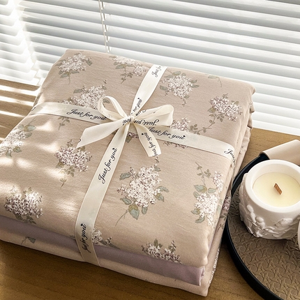 暖芯优选 2025新款加厚针织棉双层纱四件套小碎花被套床单床笠款学生三件套新款直播热款-叠拍图-系列二 花荣