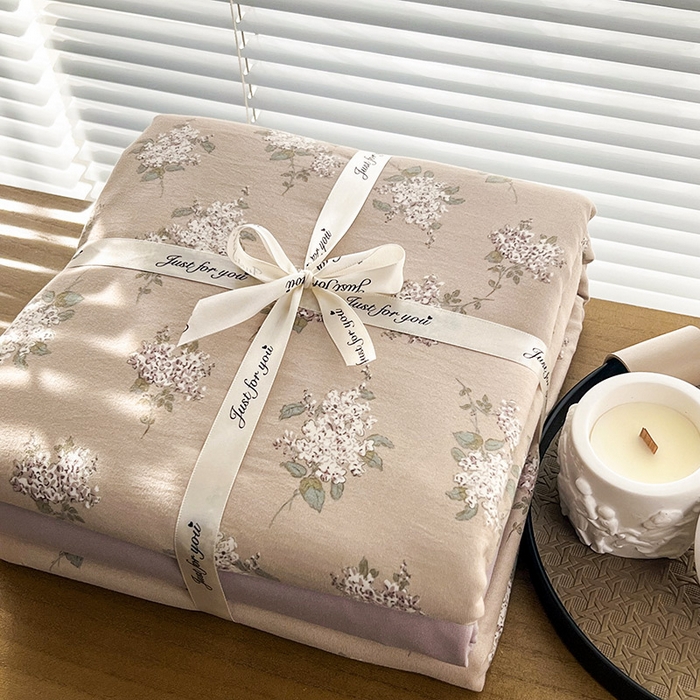 91家纺网 家纺一手货源 找家纺 暖芯优选 2025新款加厚针织棉双层纱四件套小碎花被套床单床笠款学生三件套新款直播热款-叠拍图-系列二 花荣