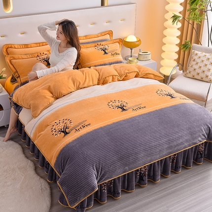 91家纺网 家纺一手货源 找家纺 （总）羽梦2025新款8.5斤牛奶法莱绒金貂法兰绒四件套直播爆款