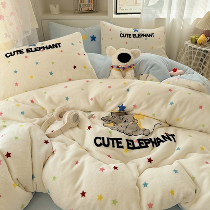 91家纺网 家纺一手货源 找家纺 （总）（买家秀爆款不断货）A类母婴级毛巾绣牛奶绒四件套珊瑚绒四件套雪花绒四件套刺绣牛奶绒毛巾绣四件套小清新