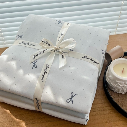 暖芯优选 2025新款针织棉双层纱四件套小碎花被套床单床笠款学生三件套新款直播热款-叠拍图-系列一 芙丽