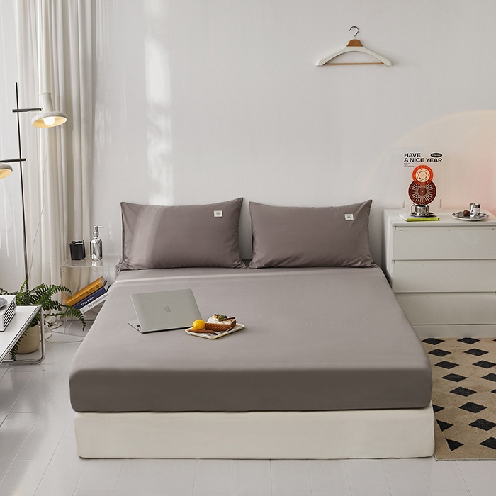 91家纺网 家纺一手货源 找家纺 雅居纺家纺 2025新款全棉素色水洗棉单床笠 绅士灰