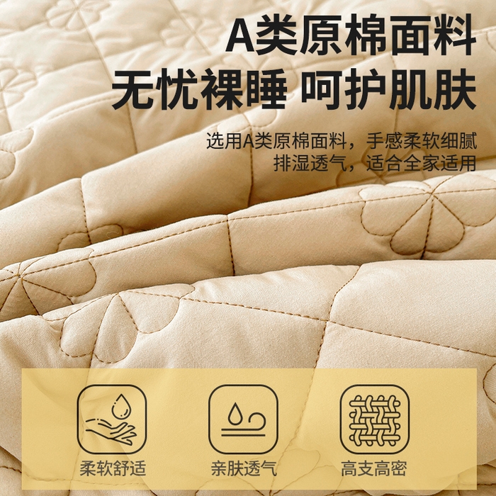 91家纺网 家纺一手货源 找家纺 笠裙家纺 2025新款A类原棉夹大豆棉加厚刺绣花语款系列床裙 花语-浅咖