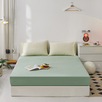 91家纺网 家纺一手货源 找家纺 雅居纺家纺 2025新款全棉素色水洗棉单床笠 水绿