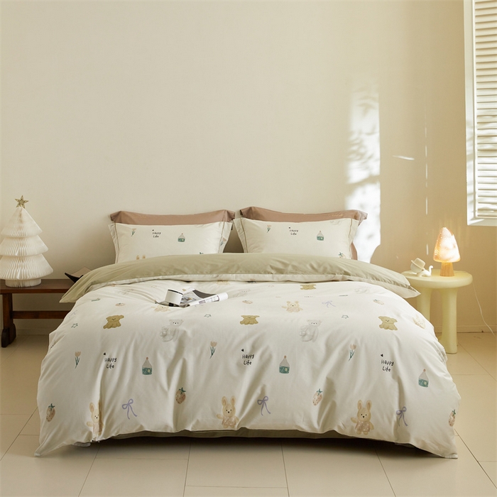 91家纺网 家纺一手货源 找家纺 由丽家纺 2025新款全棉柔棉印花四件套 奇美拉-米