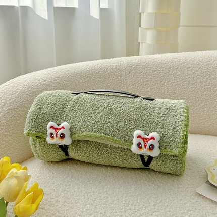 91家纺网 家纺一手货源 找家纺 多乐家纺 2024新款云朵绒多功能盖毯 绿-狮头白