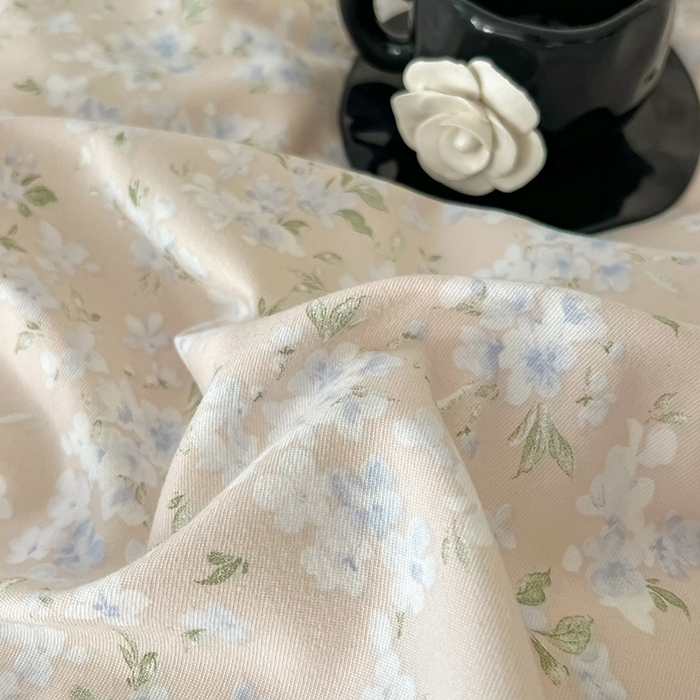 91家纺网 家纺一手货源 找家纺 2025新款针织棉双层纱四件套小碎花被套床单床笠款学生三件套新款直播热款-床图-系列一 萱花