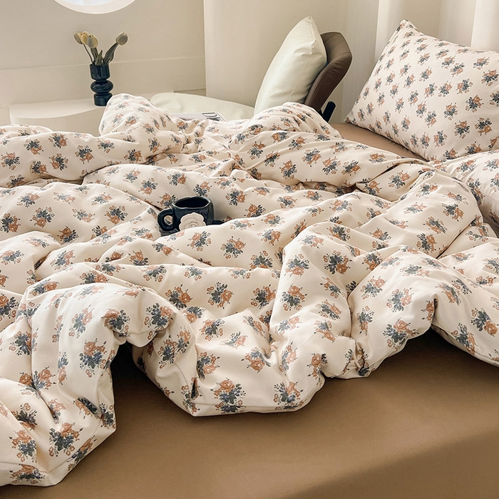 91家纺网 家纺一手货源 找家纺 暖芯优选 2025新款针织棉双层纱四件套小碎花被套床单床笠款学生三件套新款直播热款-床图-系列二 蔓卡顿