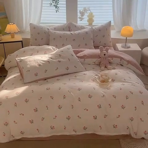 91家纺网 家纺一手货源 找家纺 多品家纺 2025新款超柔水洗软糯云朵棉单被套 朵朵郁金香