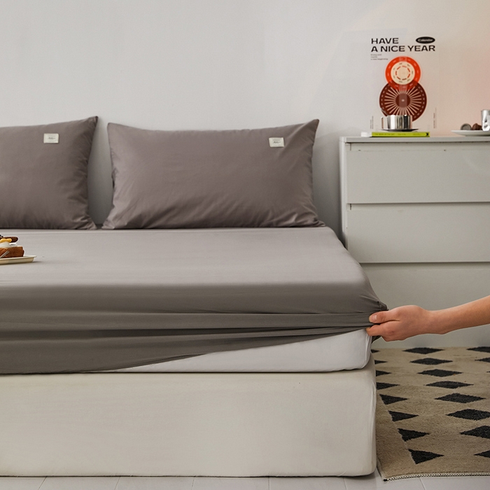 91家纺网 家纺一手货源 找家纺 雅居纺家纺 2025新款全棉素色水洗棉单床笠 绅士灰