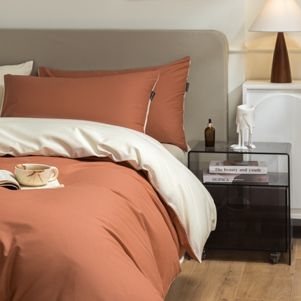 91家纺网 家纺一手货源 找家纺 （总）卧趣家纺 2025新品全棉A类长绒棉纯色双拼四件套