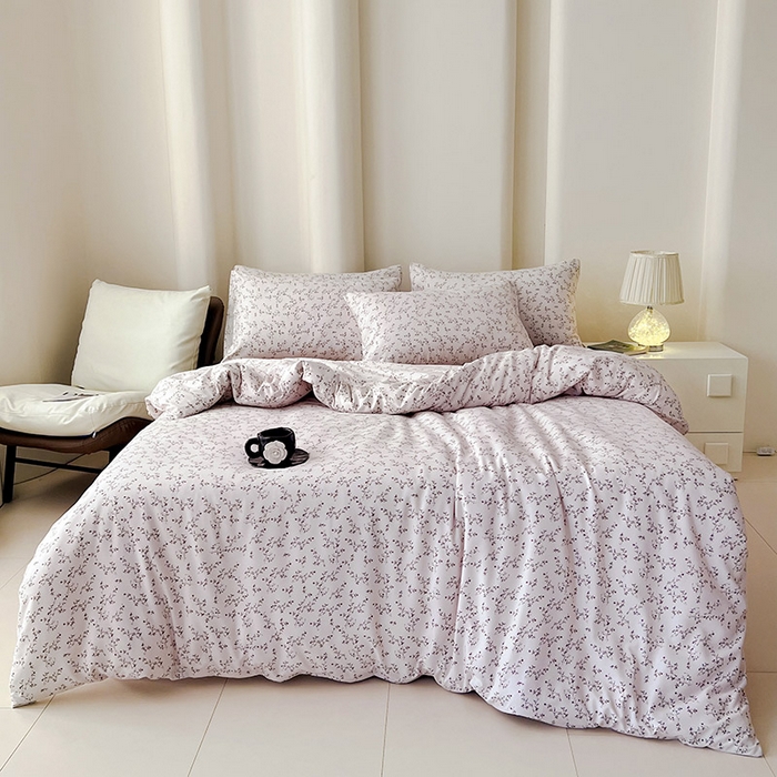 91家纺网 家纺一手货源 找家纺 暖芯优选 2025新款针织棉双层纱四件套小碎花被套床单床笠款学生三件套新款直播热款-床图-系列二 阡陌小溪