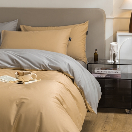 91家纺网 家纺一手货源 找家纺 （总）卧趣家纺 2025新品全棉A类长绒棉纯色双拼四件套