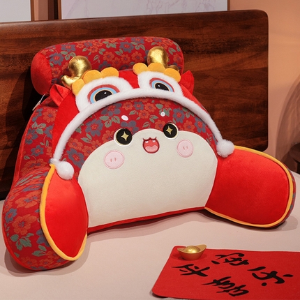 仟亿莱 2025新款双层纱醒狮福多多蛇年腰靠 拥抱多喜