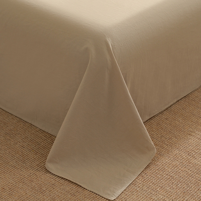 91家纺网 家纺一手货源 找家纺 雅居纺家纺 2025新款全棉素色水洗棉单床单 卡其