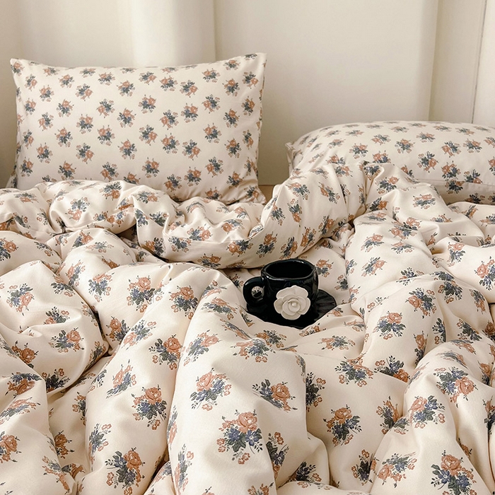 91家纺网 家纺一手货源 找家纺 暖芯优选 2025新款针织棉双层纱四件套小碎花被套床单床笠款学生三件套新款直播热款-床图-系列二 蔓卡顿