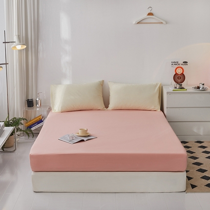 91家纺网 家纺一手货源 找家纺 雅居纺家纺 2025新款全棉素色水洗棉单床笠 浅粉