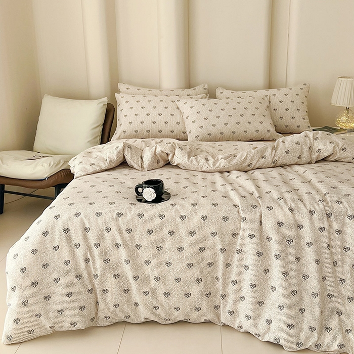 91家纺网 家纺一手货源 找家纺 暖芯优选 2025新款针织棉双层纱四件套小碎花被套床单床笠款学生三件套新款直播热款-床图-系列二 心情