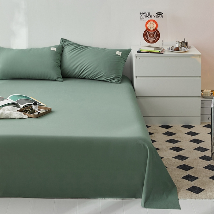 91家纺网 家纺一手货源 找家纺 雅居纺家纺 2025新款全棉素色水洗棉单床单 墨子绿