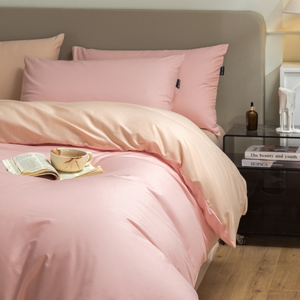 91家纺网 家纺一手货源 找家纺 （总）卧趣家纺 2025新品全棉A类长绒棉纯色双拼四件套