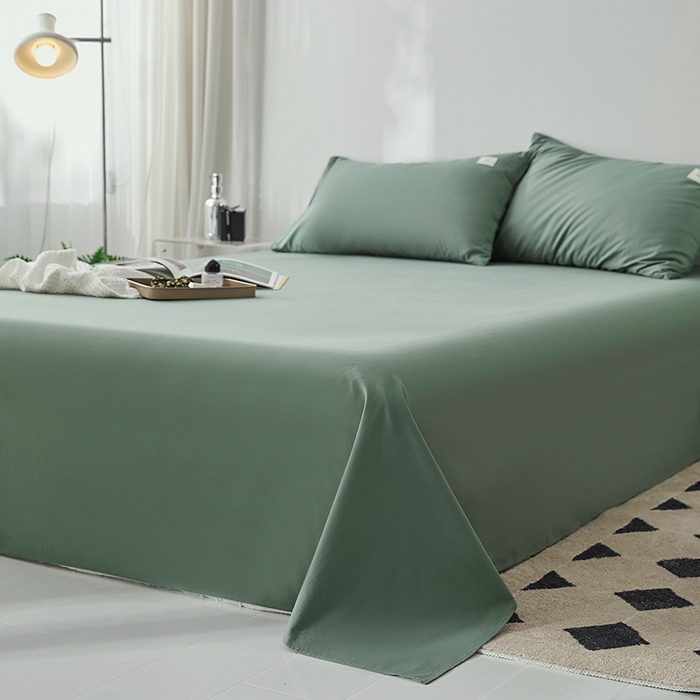 91家纺网 家纺一手货源 找家纺 雅居纺家纺 2025新款全棉素色水洗棉单床单 墨子绿