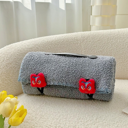 多乐家纺 2024新款云朵绒多功能盖毯 蓝-狮头红