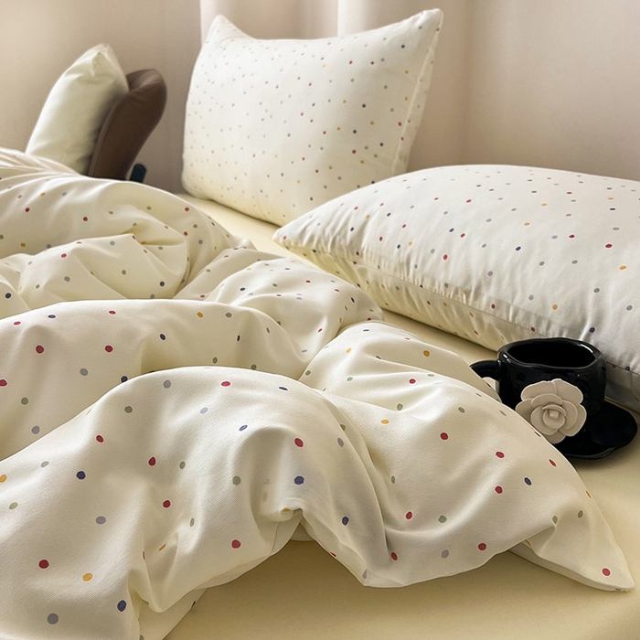 91家纺网 家纺一手货源 找家纺 （总）2025新款针织棉双层纱四件套小碎花被套床单床笠款学生三件套新款直播热款-床图-系列一