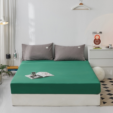 雅居纺家纺 2025新款全棉素色水洗棉单床笠 绿