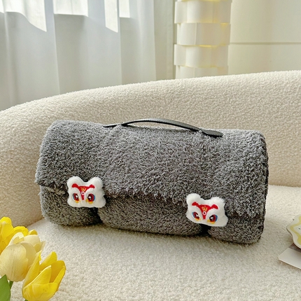 多乐家纺 2024新款云朵绒多功能盖毯 灰-狮头白