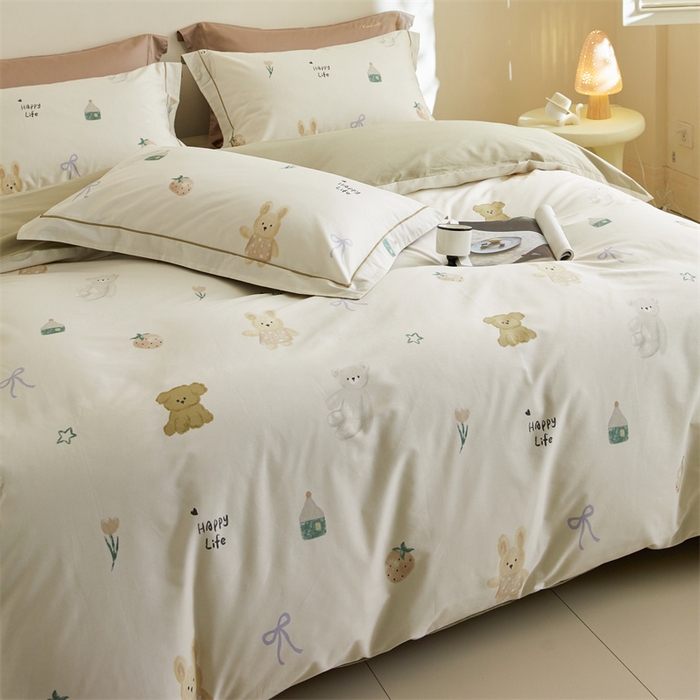 91家纺网 家纺一手货源 找家纺 由丽家纺 2025新款全棉柔棉印花四件套 奇美拉-米