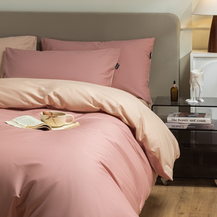 91家纺网 家纺一手货源 找家纺 （总）卧趣家纺 2025新品全棉A类长绒棉纯色双拼四件套