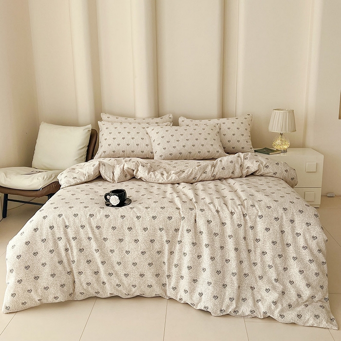 91家纺网 家纺一手货源 找家纺 暖芯优选 2025新款针织棉双层纱四件套小碎花被套床单床笠款学生三件套新款直播热款-床图-系列二 心情