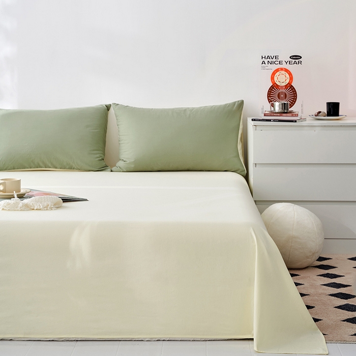 91家纺网 家纺一手货源 找家纺 雅居纺家纺 2025新款全棉素色水洗棉单床单 米黄