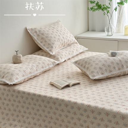 91家纺网 家纺一手货源 找家纺 （总）佰织鑫家居 2025新款全棉高温砂洗棉花床盖三件套丽莎系列