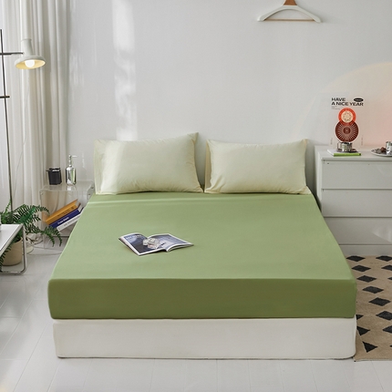 雅居纺家纺 2025新款全棉素色水洗棉单床笠 果绿