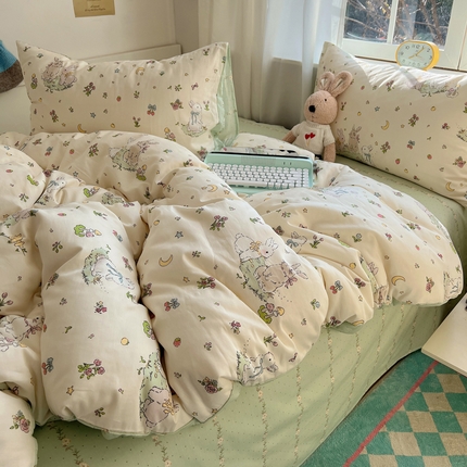 91家纺网 家纺一手货源 找家纺 （总）六巷胡同 2025新款ins减龄可爱风卡通全棉四件套第一系