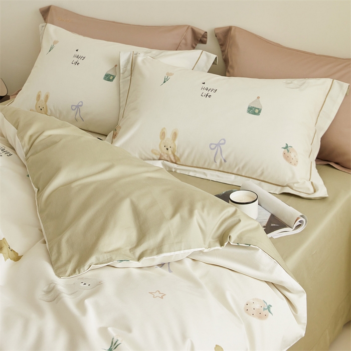 91家纺网 家纺一手货源 找家纺 由丽家纺 2025新款全棉柔棉印花四件套 奇美拉-米