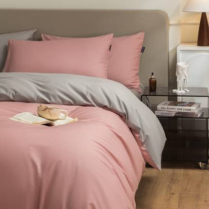 91家纺网 家纺一手货源 找家纺 （总）卧趣家纺 2025新品全棉A类长绒棉纯色双拼四件套