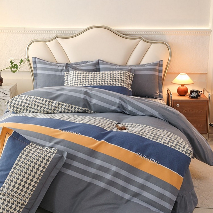 91家纺网 家纺一手货源 找家纺 木易 2025新款全棉磨毛印花四件套 水木年华