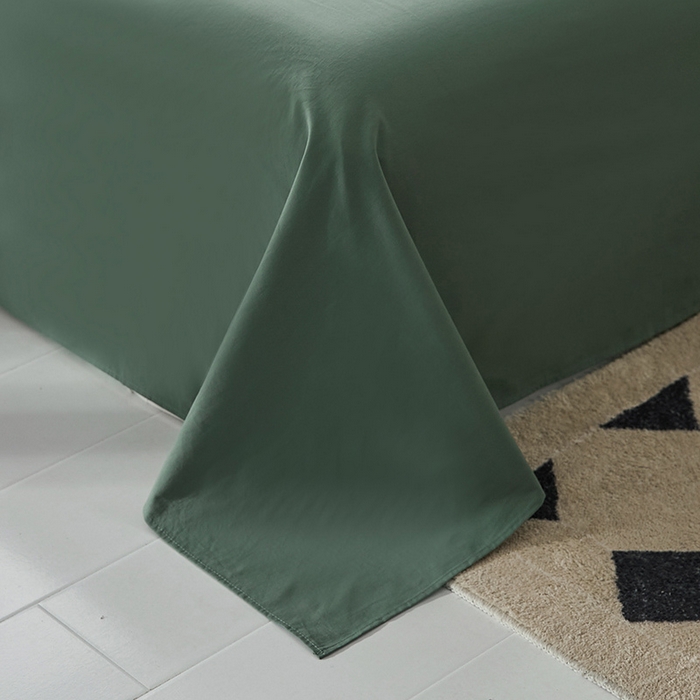 91家纺网 家纺一手货源 找家纺 雅居纺家纺 2025新款全棉素色水洗棉单床单 墨子绿
