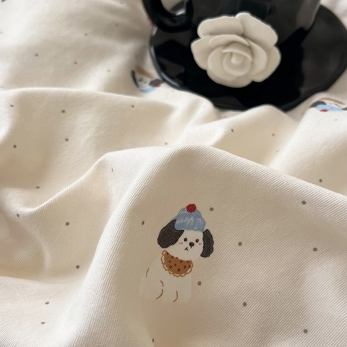 91家纺网 家纺一手货源 找家纺 2025新款针织棉双层纱四件套小碎花被套床单床笠款学生三件套新款直播热款-床图-系列一 萌宠