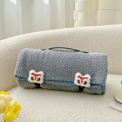 多乐家纺 2024新款云朵绒多功能盖毯 蓝-狮头白