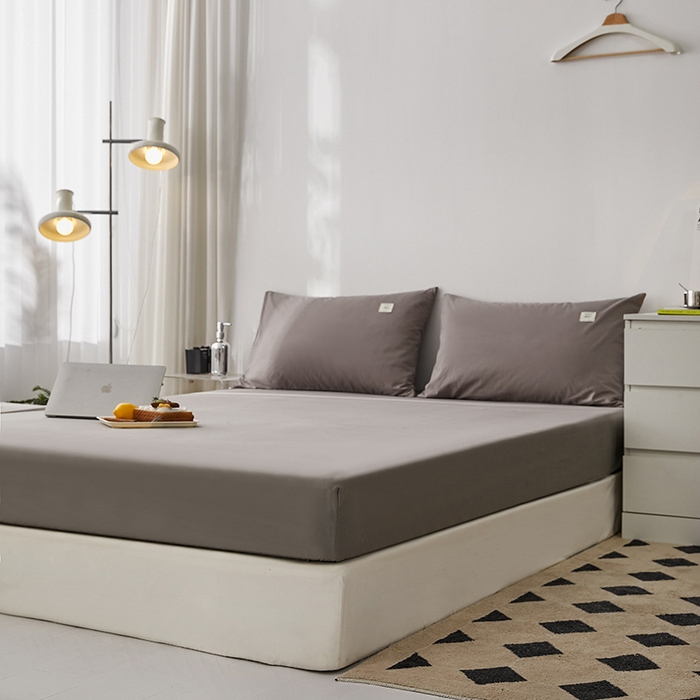 91家纺网 家纺一手货源 找家纺 雅居纺家纺 2025新款全棉素色水洗棉单床笠 绅士灰