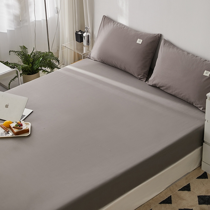 91家纺网 家纺一手货源 找家纺 雅居纺家纺 2025新款全棉素色水洗棉单床笠 绅士灰