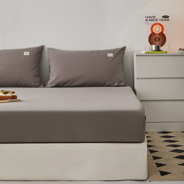 91家纺网 家纺一手货源 找家纺 雅居纺家纺 2025新款全棉素色水洗棉单床笠 绅士灰