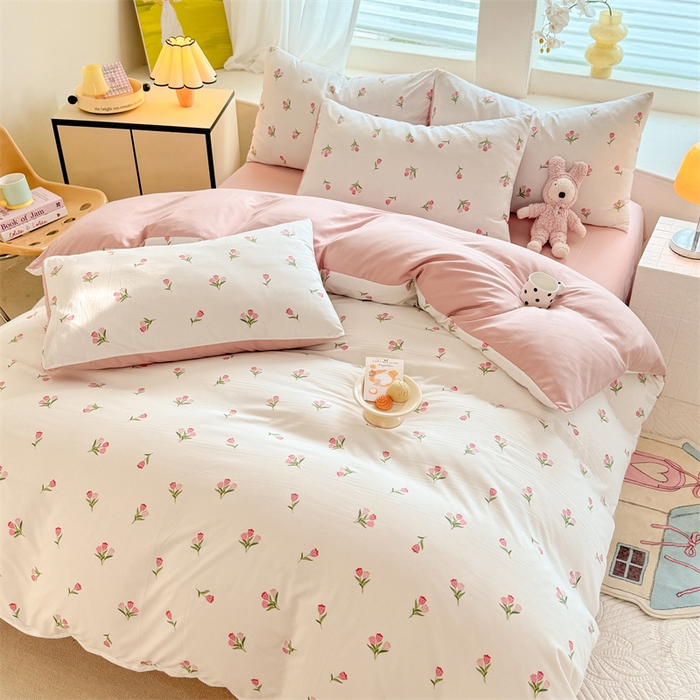 91家纺网 家纺一手货源 找家纺 多品家纺 2025新款超柔水洗软糯云朵棉单被套 朵朵郁金香